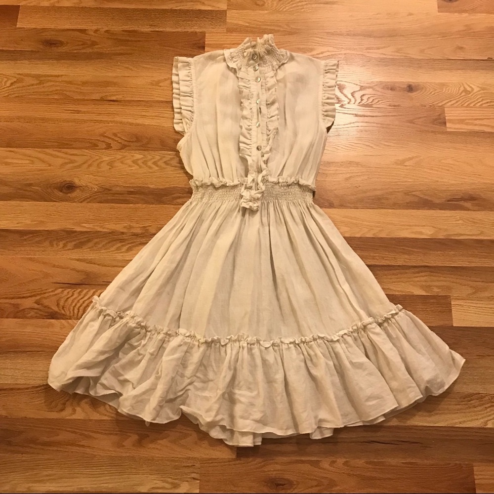 High-Neck 100% Linen Dress